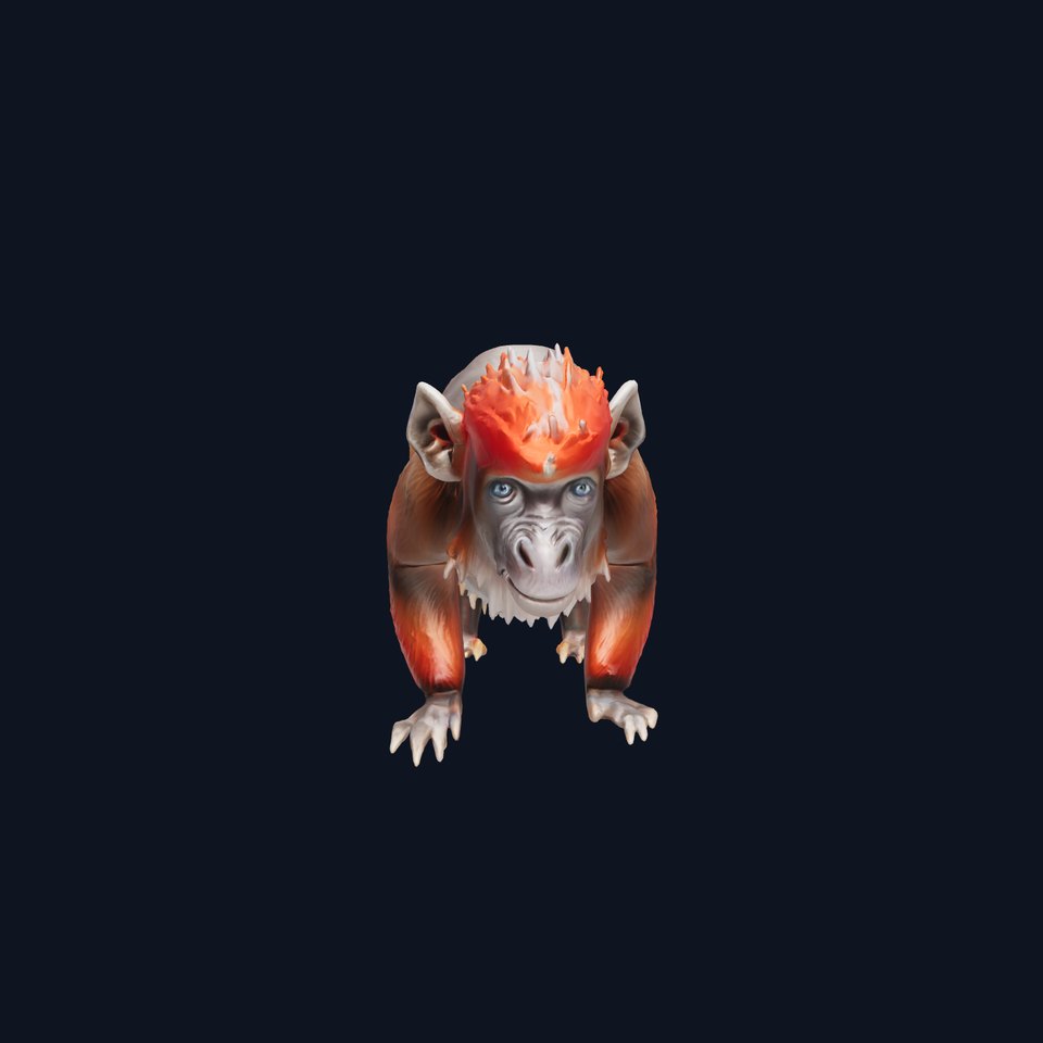 Red Colobus Monkey 3D Model with Rusty Red Tones and Black Markings